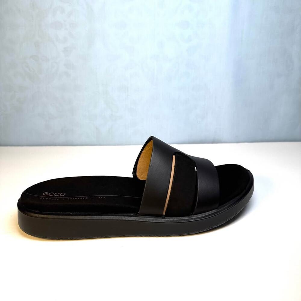 NEW Ecco black slide sandals - W 8 - 8.5